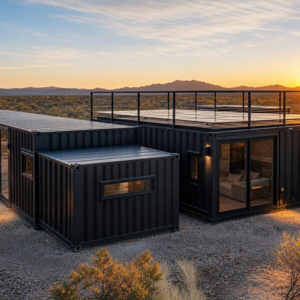 The Ultimate Container Home – 10 Module Luxury Courtyard Wellness Villa with Plunge Pool, 3 Bedrooms, Office, Art Studio & Recovery Room