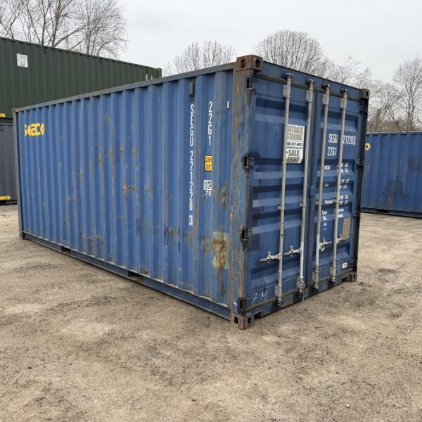 20ft Used Shipping Container – Wind & Watertight – Blue – Unit SEGU221220-3