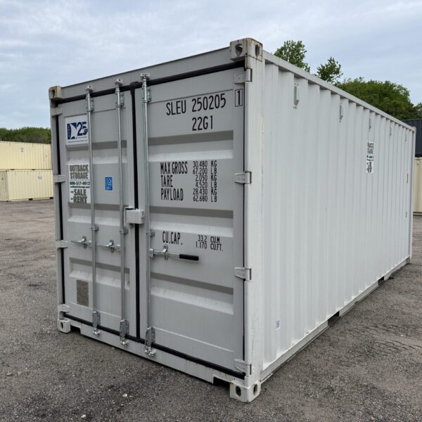 20ft New Shipping Container – Wind & Watertight – Gray – Unit SLEU250205-1