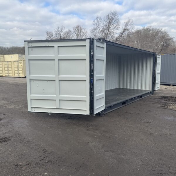 20ft Open Side New Shipping Container – Wind & Watertight – Gray – Unit FAMU017521-2