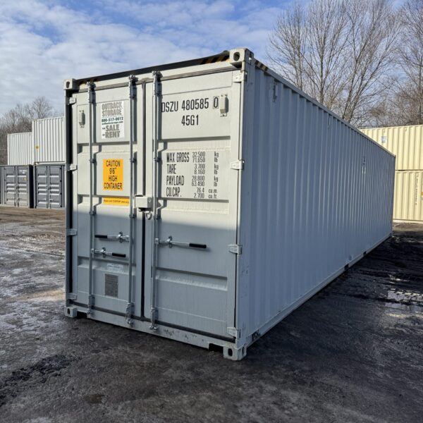 40ft New High Cube Shipping Container – Wind & Watertight – Gray – Unit DSZU480585-0