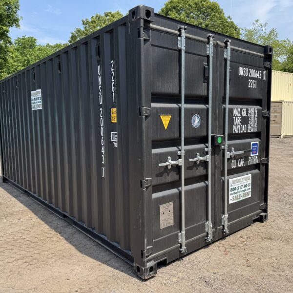 20ft New Shipping Container – Wind & Watertight – Black – Unit UNSU200643-1