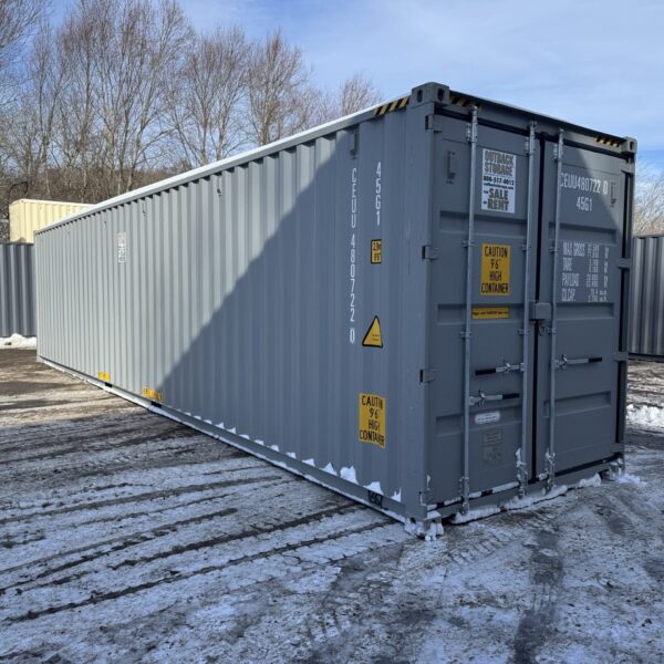 40ft New High Cube Shipping Container – Wind & Watertight – Gray – Unit CEUU480722-0