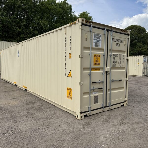 40ft New High Cube Shipping Container – Wind & Watertight – Beige – Unit BSLU481929-3