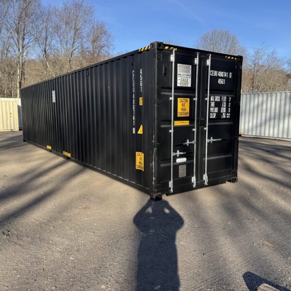 40ft New High Cube Shipping Container – Wind & Watertight – Black – Unit CEUU480741-0
