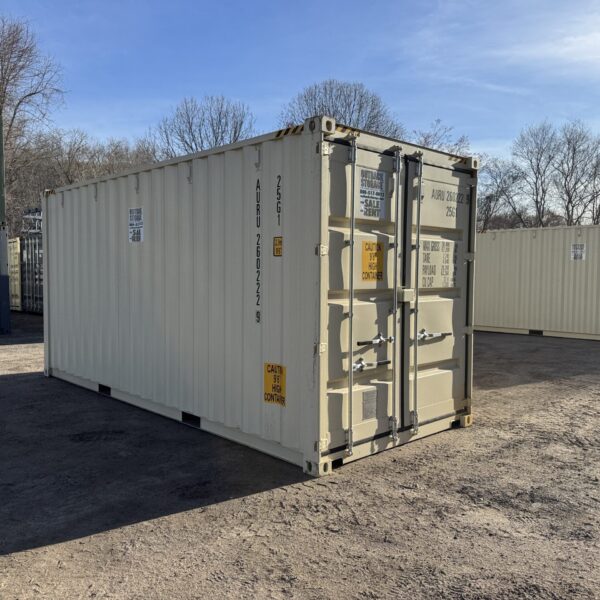 20ft New High Cube Shipping Container – Wind & Watertight – Beige – Unit AURU260222-9