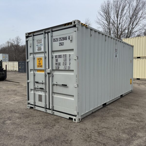 20ft New High Cube Shipping Container – Wind & Watertight – Gray – Unit DSZU252846-4
