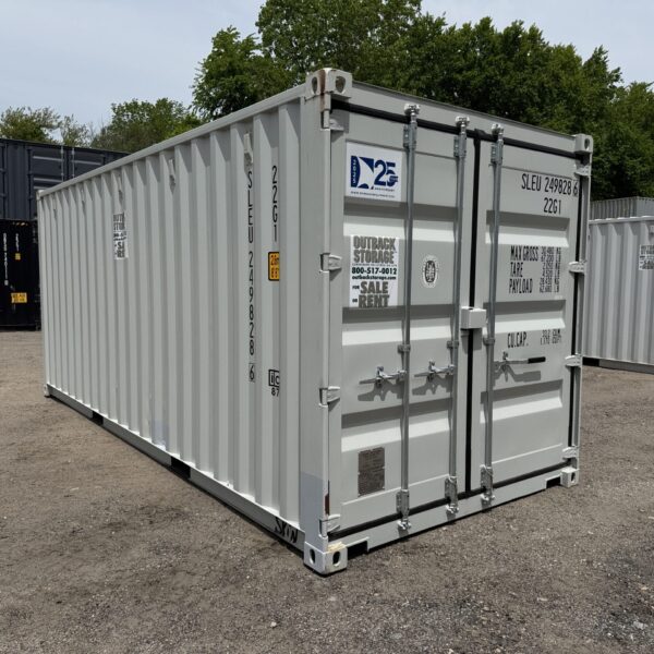 20ft New Shipping Container – Wind & Watertight – Gray – Unit SLEU249828-6