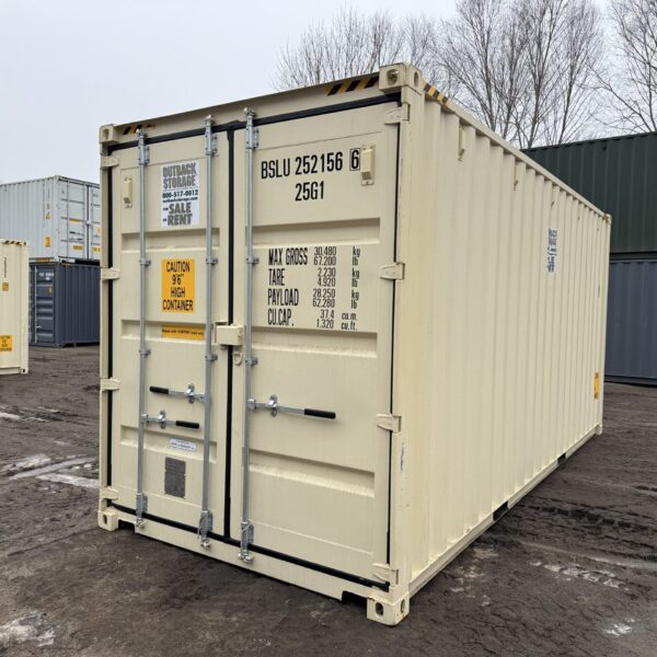 20ft New High Cube Shipping Container – Wind & Watertight – Beige – Unit BSLU252156-6