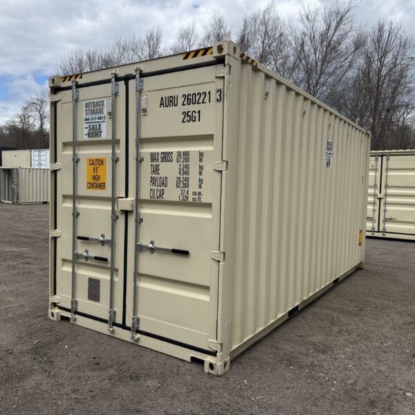20ft New High Cube Shipping Container – Wind & Watertight – Beige – Unit AURU260221-3
