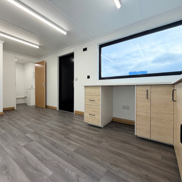 24x10ft — CUSTOM — Welfare Lounge — Shower / Changing Room / Toilet / Kitchen / Canteen — Portable Anti-Vandal Building — No 1503