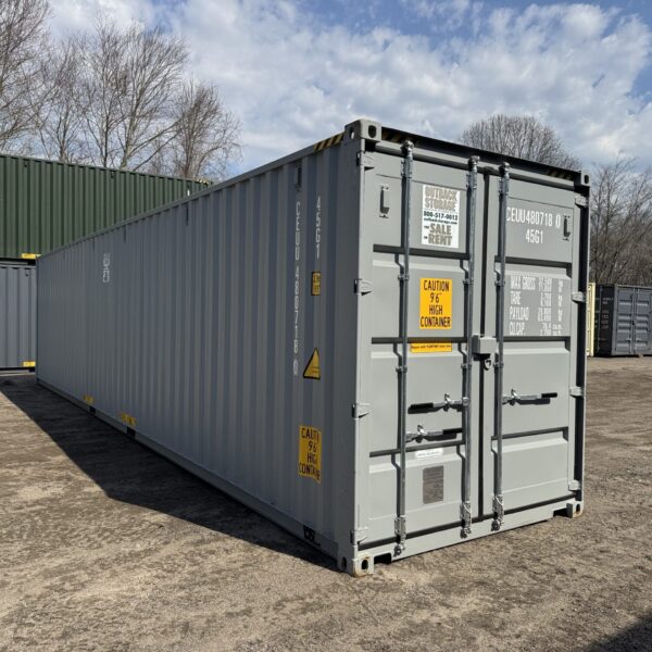 40ft New High Cube Shipping Container – Wind & Watertight – Gray – Unit CEUU480718-0
