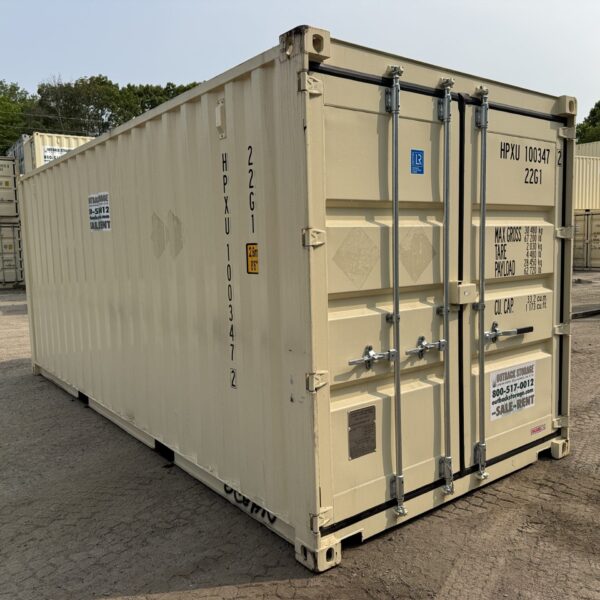 20ft New Shipping Container – Wind & Watertight – Beige – Unit HPXU100347-2