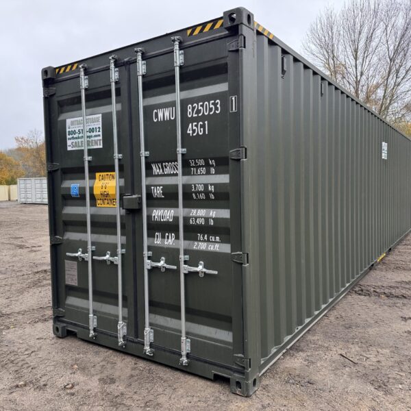 40ft New High Cube Shipping Container – Wind & Watertight – Gray – Unit CWWU625902-0