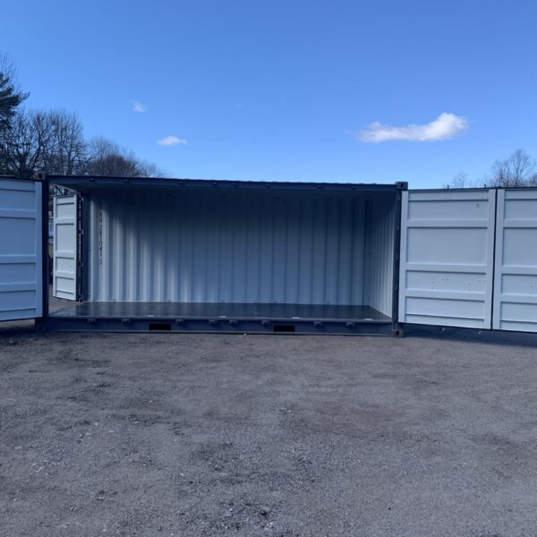 20ft Open Side New Shipping Container – Wind & Watertight – Gray – Unit SPRU281041-1