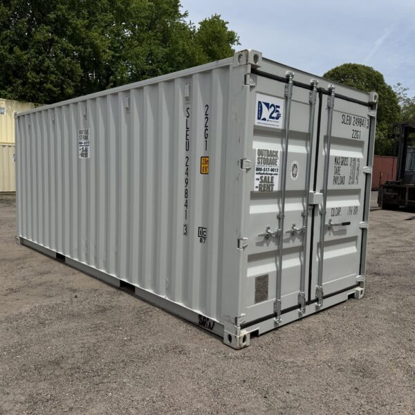 20ft New Shipping Container – Wind & Watertight – Gray – Unit SLEU249841-3