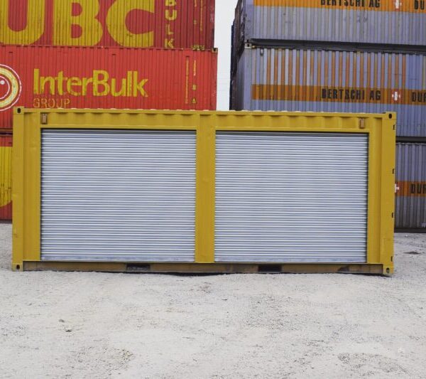 Yellow 20ft Used Container – Dual Side Roll-Up Doors