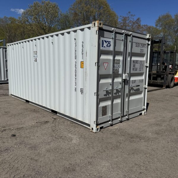 20ft New Shipping Container – Wind & Watertight – Gray – Unit SLEU250973-4