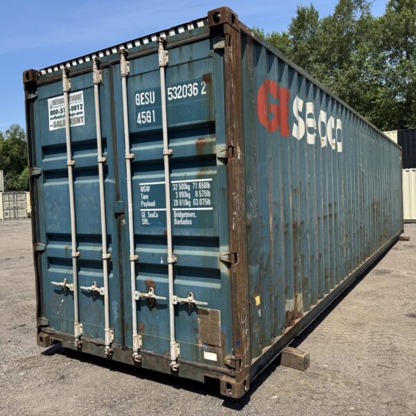 40ft Used High Cube Shipping Container – Wind & Watertight – Blue – Unit GESU532036-2