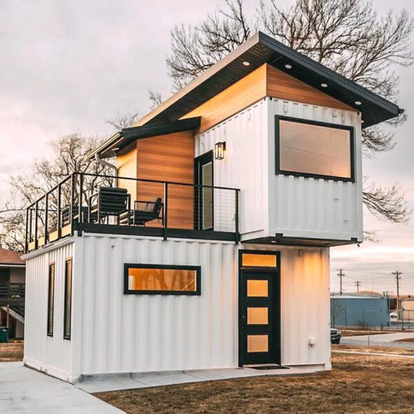 Duplex 3BHK Prefabricated Tiny House – Fully Furnished, Rooftop Deck, Portable Container House for Family